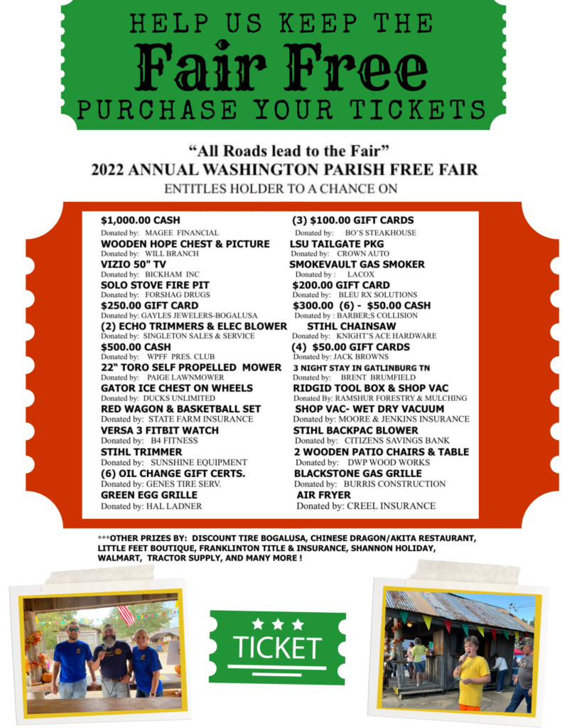 Membership Tickets Washington Parish Free Fair
